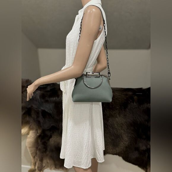 Handmade Genuine Premium Togo Leather Top Handles Bag/ Crossbody & 2 Chains - Picture 2 of 16